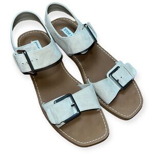 Steve Madden Tan Buckle Square Toe Flat Sandal 9.5